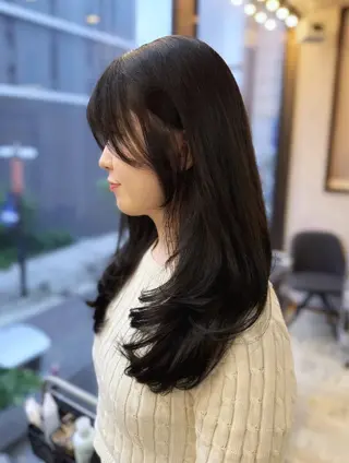 ロング カラー miyu♡̷̷ 韓国ヘア/顔まわりのヘアスタイル