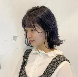 ミディアム カラー 似合わせカットカラー ♡佐藤捺美のヘアスタイル