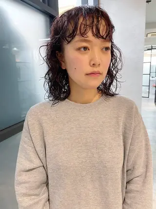 ミディアム カラー パーマ 吉江 結菜のヘアスタイル