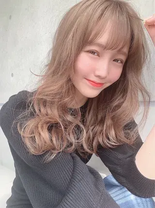 ロング カラー パーマ ヘアアレンジ メンズ キッズ 🤎モテ髪&透明感 ミルクティー🥣🤎のヘアスタイル