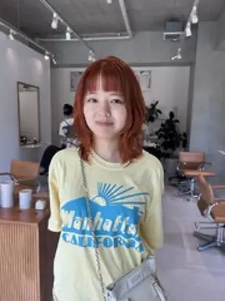 ミディアム カラー パーマ🌀/縮毛🪡 透明感カラー🧊のヘアスタイル