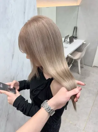 セミロング カラー ヘアアレンジ 天神/ブリーチ/ ブリーチなしカラーのヘアスタイル