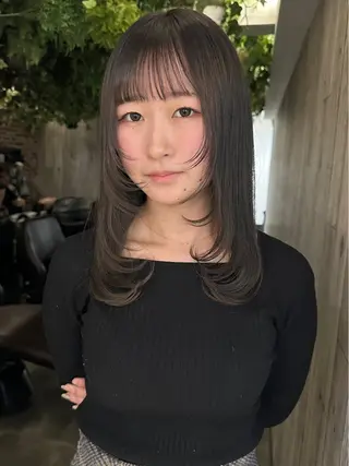 セミロング 艶カラー/フェイス レイヤー/たむのヘアスタイル