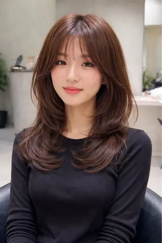 セミロング 💙レイヤー縮毛矯正 大宮/虎白💙のヘアスタイル