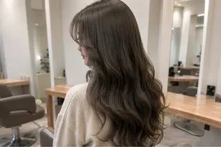 ロング カラー 髪質改善 韓国風 池田一之のヘアスタイル
