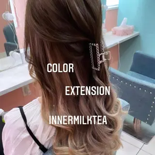 ロング カラー エクステ🩵ブリーチ 韓国ヘア🩵KAEのヘアスタイル