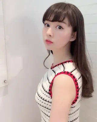 ロング カラー パーマ ヘアアレンジ 【広尾/恵比寿】 カットカラーのヘアスタイル