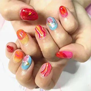 ネイル 渋谷／チップ長さ出し 👑アプレgel-xのネイルデザイン