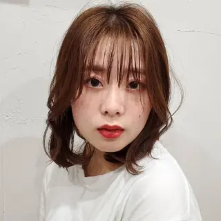 セミロング カラー 韓国風レイヤーカット 上手く丁寧早い/マツのヘアスタイル