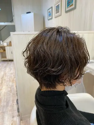 ショート カラー パーマ 佐藤史哉* 韓国レイヤー赤み除去のヘアスタイル