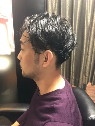 ミディアム パーマ メンズ 木村 りきのヘアスタイル