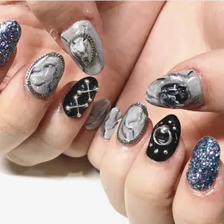 ネイル 渋谷／チップ長さ出し 👑アプレgel-xのネイルデザイン