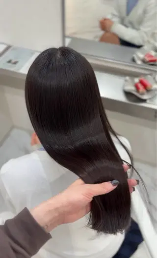 ロング カラー パーマ TOMO/ブリーチ 無しオリーブのヘアスタイル