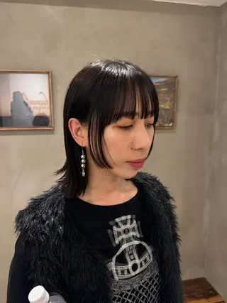 セミロング 新宿/顔周りカット +レイヤー=しずく♩のヘアスタイル