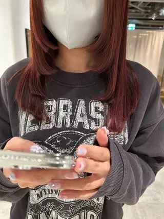 セミロング カラー スキバサミを使わない カット🌼唯🌼のヘアスタイル