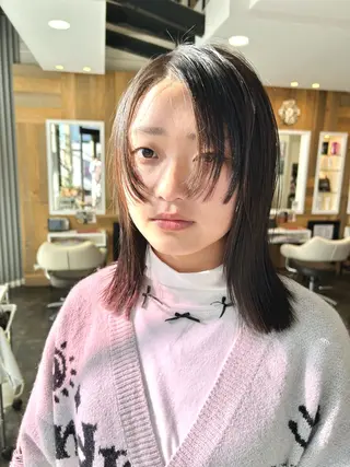セミロング カラーモデル募集中 美容室ハピスのヘアスタイル