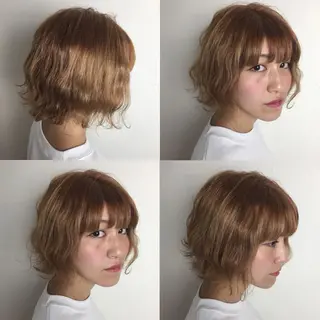 ショート カラー パーマ ヘアアレンジ 川上 智汐のヘアスタイル
