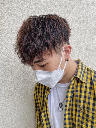 ショート パーマ メンズ 原田 涼矢のヘアスタイル