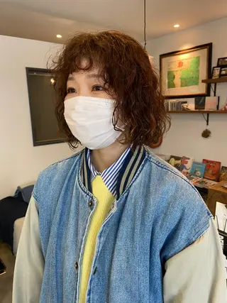 ミディアム パーマ 原一真/ 外国人ショートヘアのヘアスタイル