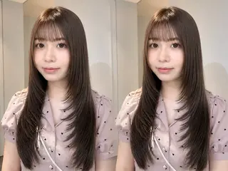 ロング レイヤー/顔まわりカ ット/ハッシュカットのヘアスタイル