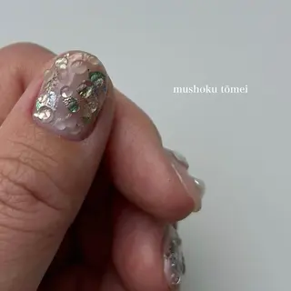 ショート nail salon 無色透明のネイルデザイン