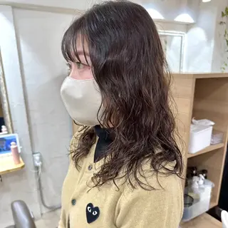 ミディアム パーマ 髪質改善 縮毛矯正/ レイヤー/銀座/本木のヘアスタイル