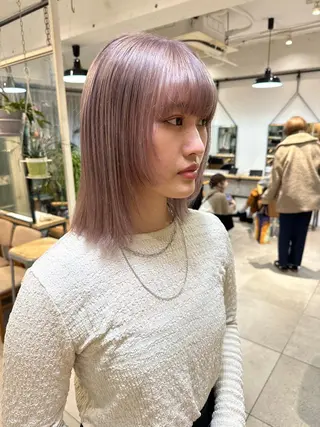 ミディアム カラー REINA☁️透明感 カラー/ぷつっと♡のヘアスタイル