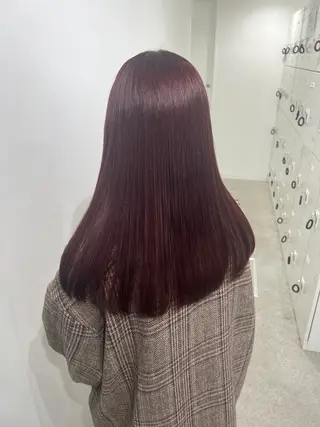 ロング カラー 💗愛され暖色💗 ピンク/レッド💗のヘアスタイル