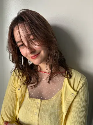 ミディアム カラー パーマ ヘアアレンジ 【暗め透明感カラー】 【インナー】小島良太のヘアスタイル