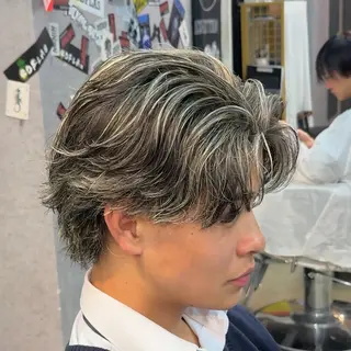 ミディアム カラー パーマ メンズ カラー特化/海外系/ ハイライト/豊閃のヘアスタイル