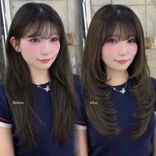 ロング モデル募集中🍒 ボブレイヤーRunaのヘアスタイル