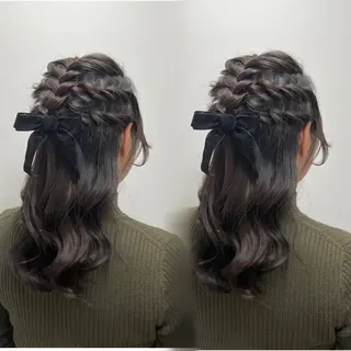 セミロング ヘアアレンジ エクステ/ハイトーン /HARUNAのヘアスタイル