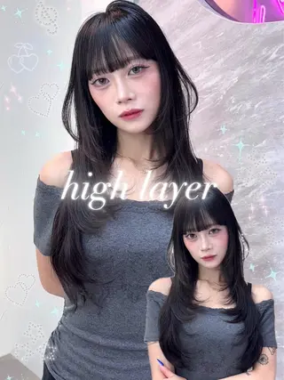 セミロング カラー ヘアアレンジ 🖤kana韓国ヘア 艶髪カラー特化🖤のヘアスタイル
