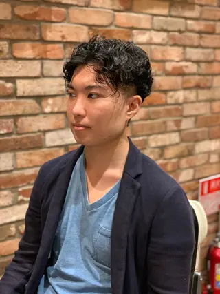 ミディアム パーマ メンズ 田中 千恩のヘアスタイル