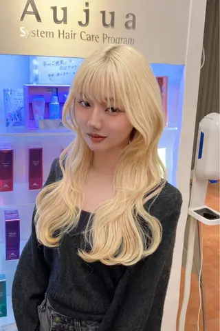 ロング カラー ⭐️韓国ブリーチ 顔周りカット⭐️のヘアスタイル