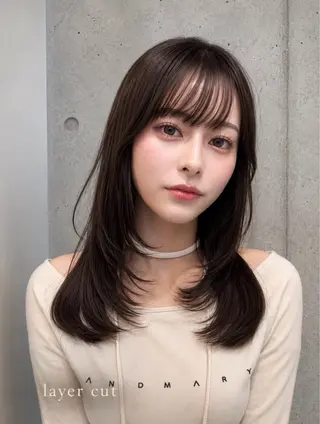 セミロング カラー ヘアアレンジ 🌫️大人韓国ヘア 🌫️naoyaのヘアスタイル