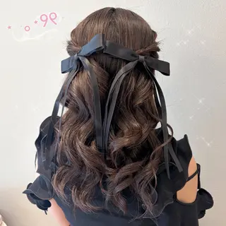 ロング ヘアアレンジ 顔周り/ガーリー /ヘアメ/あつはのヘアスタイル