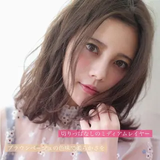 ミディアム カラー パーマ ヘアアレンジ 髪質改善/韓国風 レイヤー/田村祐樹のヘアスタイル
