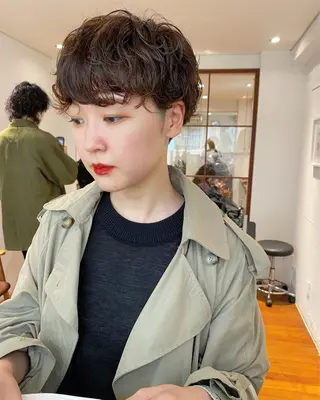 ショート カラー パーマ 白髪ぼかし/ショート /ミニボブだいじのヘアスタイル