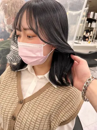 セミロング カラー パーマ ヘアアレンジ メンズ キッズ ネイル マツエク・マツパ アイブロウ 上品＆韓国風 🥀海心🥀のヘアスタイル