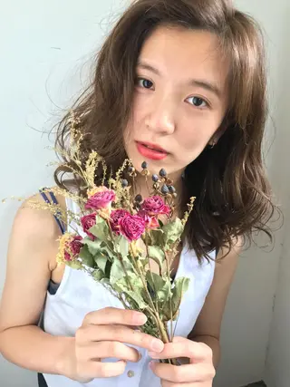 ミディアム カラー パーマ 上條 航平のヘアスタイル