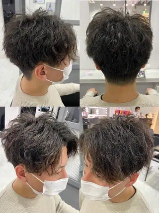 ショート カラー パーマ ヘアアレンジ メンズ 🔥メンズパーマ 特化 渡辺一翔のヘアスタイル