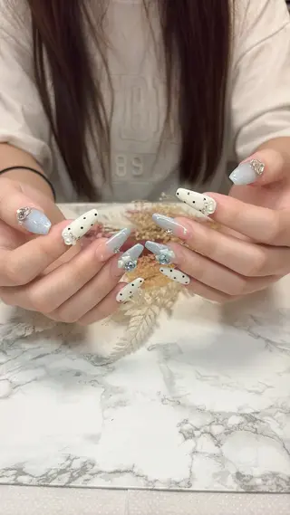 ネイル はな💎ネイル ワンホン、長さ出しのネイルデザイン
