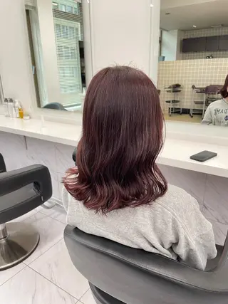 ミディアム カラー パーマ ヘアアレンジ メンズ キッズ ネイル マツエク・マツパ アイブロウ 🦋縮毛/韓国レイヤ ー/透明感カラー🦋のヘアスタイル