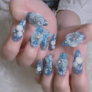 ネイル 渋谷／チップ長さ出し 👑アプレgel-xのネイルデザイン