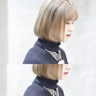 ミディアム カラー レイヤーカット ベージュカラー/小島のヘアスタイル