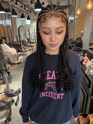 ロング ヘアアレンジ BRAIDS💎愛子 大人ハイライト💎のヘアスタイル