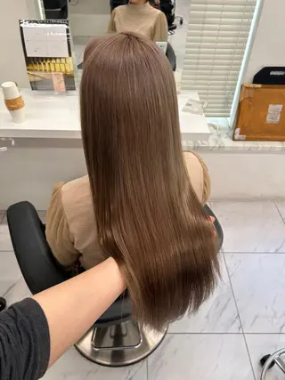ロング カラー 🥯縮毛/レイヤー/ ベージュヘア🥯のヘアスタイル