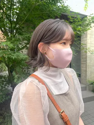 ミディアム カラー 顔周りカット 【オノザワリョウ】のヘアスタイル