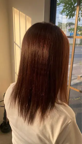 セミロング カラー 艶カラー✨ 河津さくらのヘアスタイル
